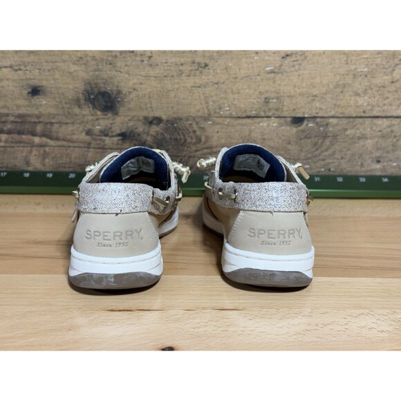 NEW SPERRY ROSEFISH BOAT SHOE WOMEN'S 5.5 TAN LINEN SPARKLE MEMORY FOAM STS83339 - Picture 4 of 10